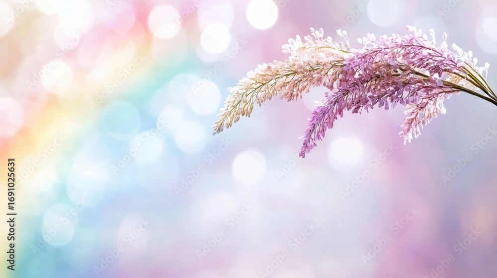 Poster rainbow soft pastel rainbow background with a bokeh effect, adding a magical and cheerful atmosphere