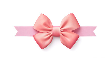 Soft pastel pink 3D bow with long ribbon isolated. Perfect festive decoration for gift wrapping, holidays, celebration, and creative designs.