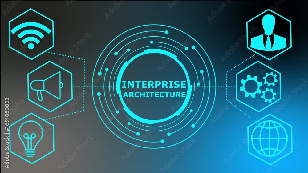 Wall mural digital enterprise architecture futuristic concept. business technology virtual screen background. p