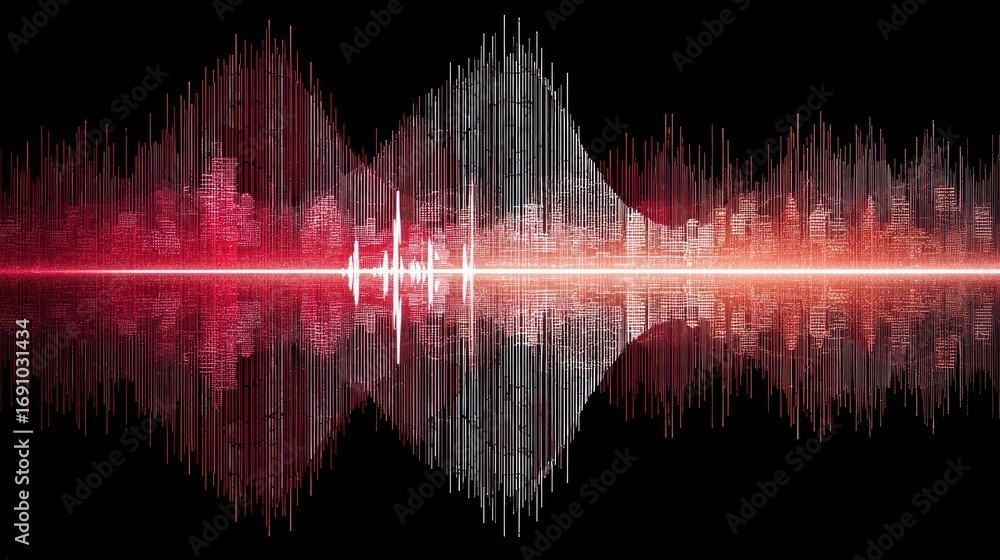 Poster colorful sound waves display varying frequencies, creating an engaging visual of audio elements and 