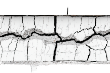 Cracked white painted surface, showing deep fissures