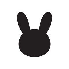 Cute bunny face silhouette vector flat illustration design