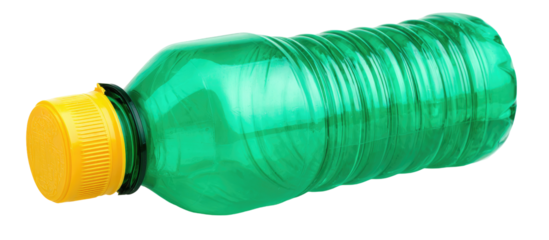 Emerald green plastic bottle with a yellow cap