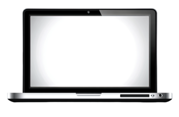 Flat-lay laptop with blank screen