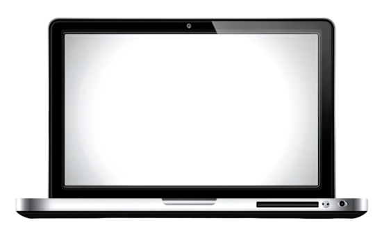 Flat-lay laptop with blank screen