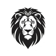 Fototapeta premium Bold black and white lion head emblem