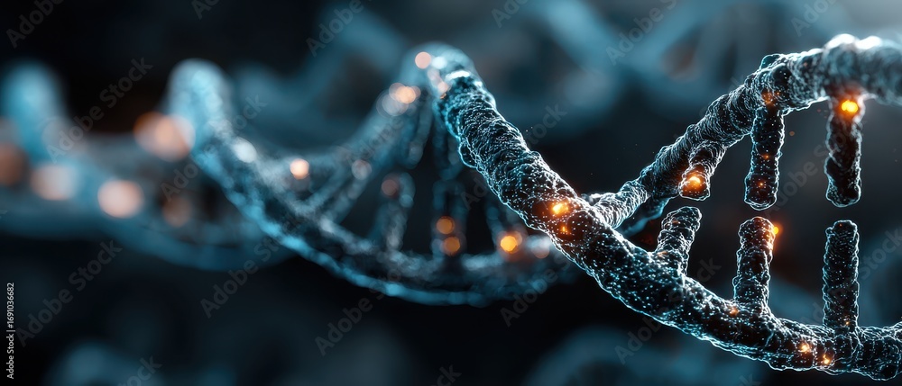 Aufkleber abstract representation of glowing dna helix wrapped inside transparent material for data security c