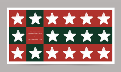 Minimal Christmas Greeting Card with Star Icon on Red and Green Background