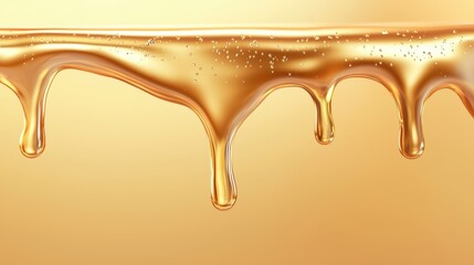 Liquid Rich honey dripping in slow motion, creating a smooth and warm golden background.