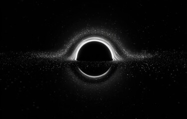 A black hole in space, surrounded by swirling light