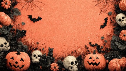 Halloween border design with cobwebs and festive icons