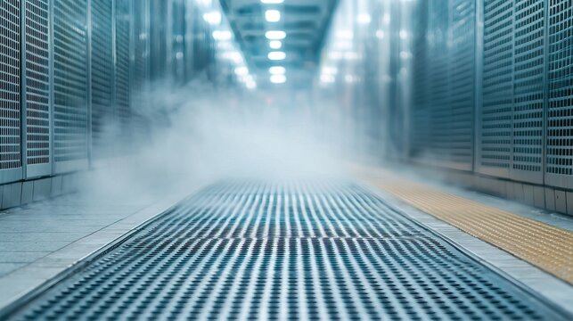 Self-cleaning public transportation stations disinfecting nozzle, fine mist, subtle steam, clean surface.