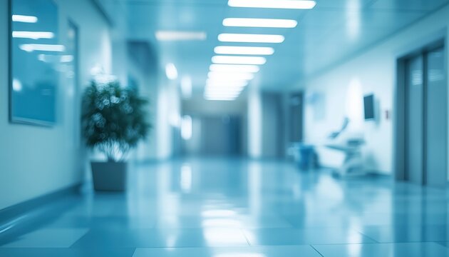 Blurred And Out-Of-Focus Interior Of A Clinic And Medical Hospital For An Abstract Effect
