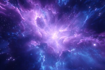 Cosmic nebula, vibrant violet and blue clouds, radiating light