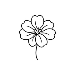Obraz premium Simple minimalistic flower drawing in black and white with smooth stem silhouette vector