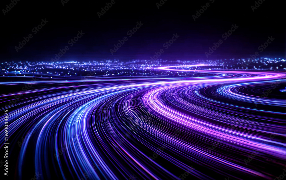 Poster colorful light trails creating dynamic patterns in a night scene