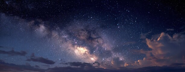 Naklejka premium Night sky panorama with Milky Way