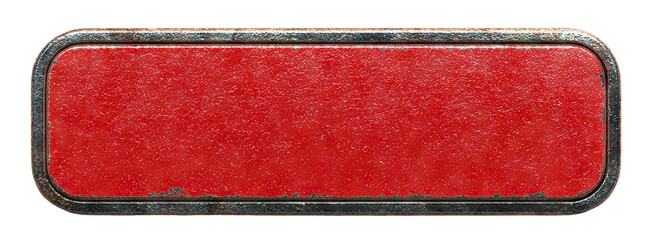 Red glossy nameplate template with rounded corners, isolated on transparent cutout background