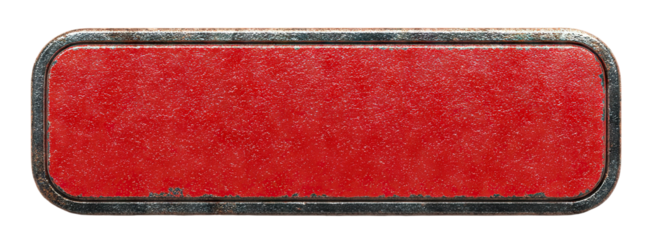 Red glossy nameplate template with rounded corners, isolated on transparent cutout background