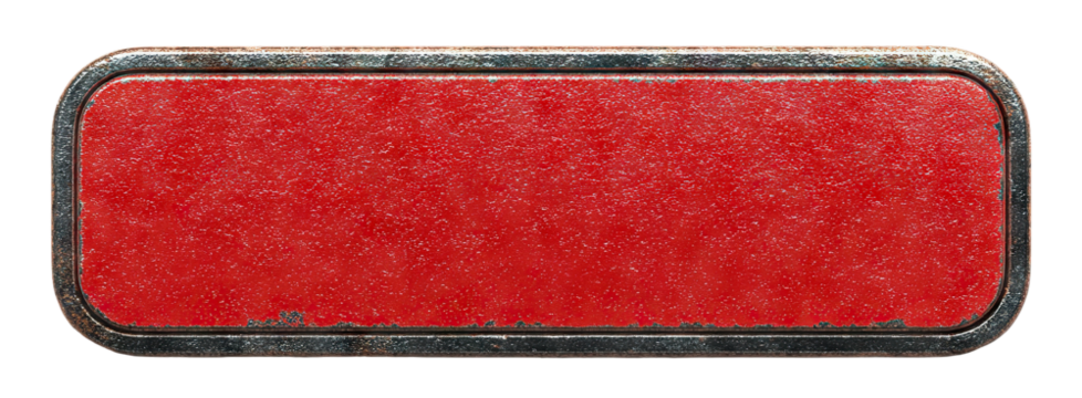 Red glossy nameplate template with rounded corners, isolated on transparent cutout background