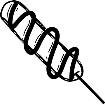 black and white corn dog on stick clip art preview