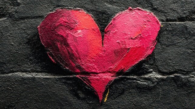 Bold red heart on dark background symbolizing deep passion