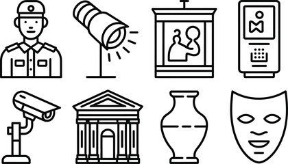 Naklejka premium Museum icons representing security art and architecture