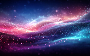 Colorful and dynamic cosmic nebula with sparkling particles