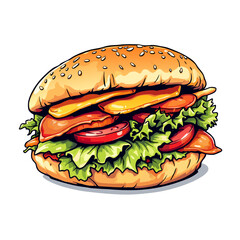 Vibrant Yellow Bun Burger with Fresh Lettuce and Tomato Slices.