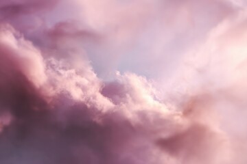 abstract dreamy sky background with pink and lavender clouds softly illuminated by sunlight concept of romantic pastel banner template for creative design and modern presentation