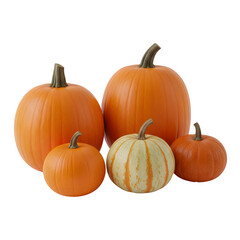 Vibrant orange pumpkins a diverse autumn harvest displayed together
