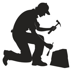 Craftsman chiseling stone