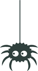 Spooky Spider Silhouette: A whimsical depiction of a spider, suspended by a single strand, showcasing a playful yet subtly eerie design, perfect for Halloween and other events.