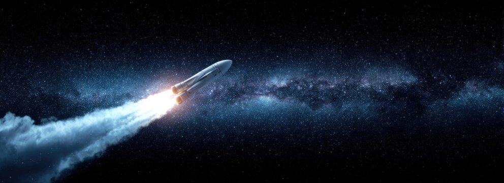 Rocket launch into a galaxy