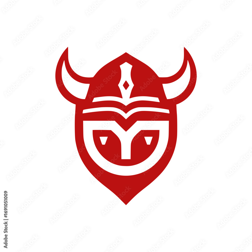 Poster red viking helmet emblem vector icon scalable graphic design transparent background
