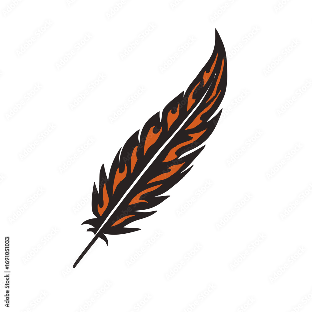 Poster fiery feather vector illustration scalable graphic element for digital design projects transparent b