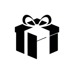 Elegant monochrome gift box illustration, perfect for celebrations and special occasions silhouette vector