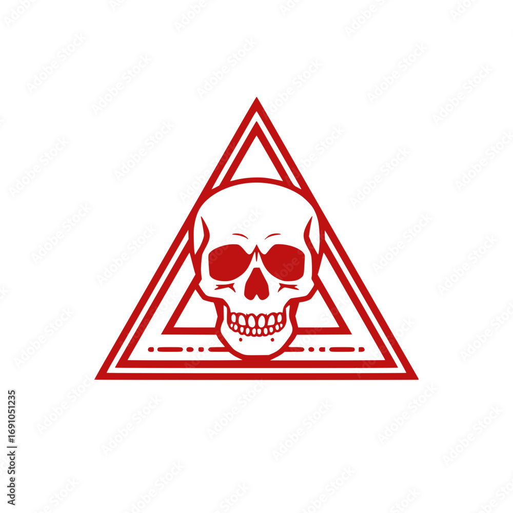 Poster mysterious skull within illuminati triangle vector art abstract symbol transparent background