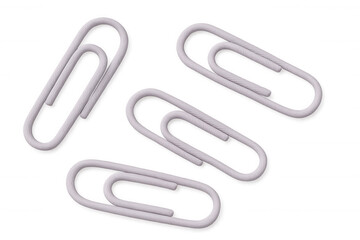 Four light purple paperclips lying on a transparent background, creating a simple yet effective visual