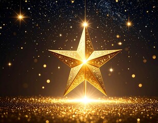 Golden star on dark background