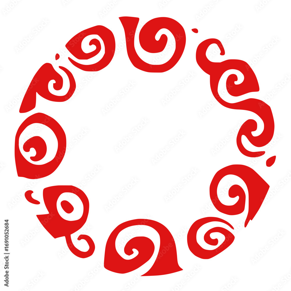 Poster abstract red swirls circular ornament vector design scalable illustration transparent background