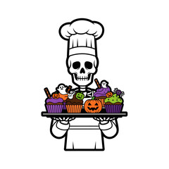 cartoon chef with pumpkin vactor