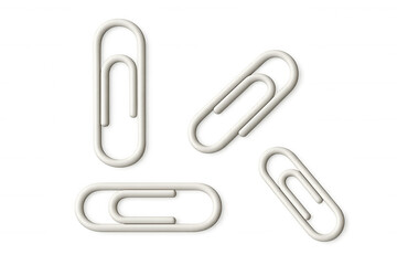 Four white paperclips lying on a transparent background, creating a simple yet effective visual