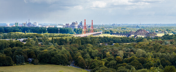 Duisburg Panorama Bridges Rhine River Industrial Skyline