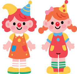 Cute Cartoon Clowns Vector Illustration for Kids