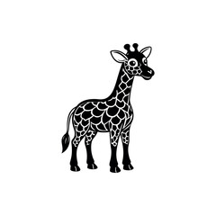 Black and white giraffe illustration perfect for animal lovers and children's books silhouette vector