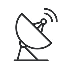 Simple Outline Icon of a Satellite Dish Representing Global Communication and Technology, Flat Vector Elements, Vector Illustration, Simple Vector, Stylized Vector Drawing, Vector Template, Clean