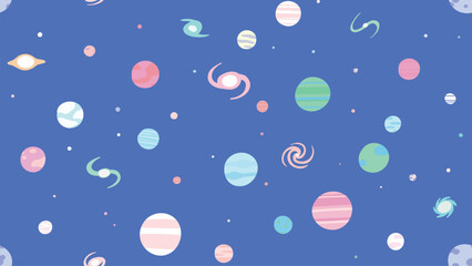 Cosmic Space Hand Drawn Vector Colorful Seamless Pattern