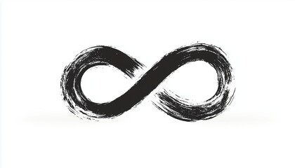 Eternal Emblem: Black Mobius Ribbon Silhouette Graphic Element For Card, Logo, Tattoo. Modern Grunge Brush Cycle Symbol Of Endless Life.
