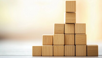 Obraz premium Building Blocks And Growing A Business: A Symbol Of Success, Motivation, Ambition, And Achievement For Entrepreneurs. Unlocking Potential And Progress.